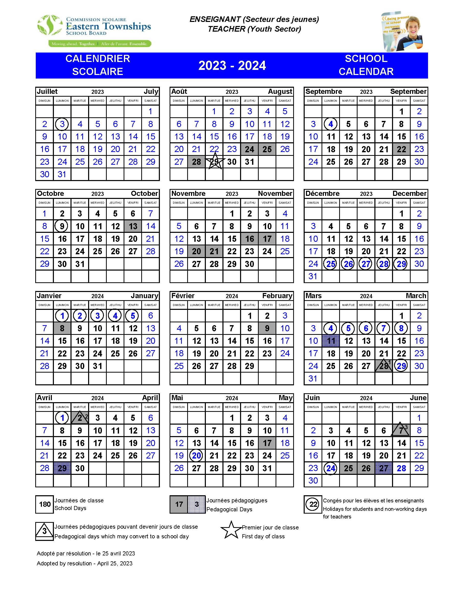 Calendar 20232024 Eastern Townships School BoardEastern Townships